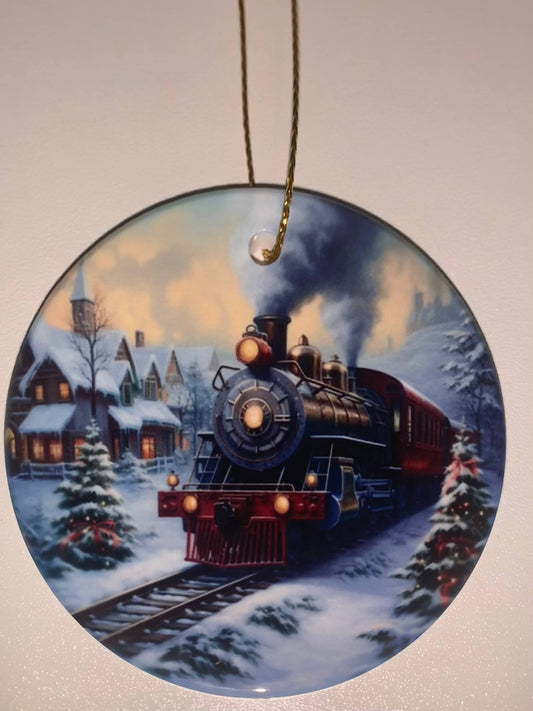 Christmas ornament- Christmas train- handmade ornaments- unique ornaments